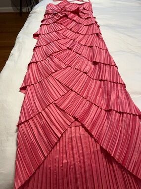 cult gaia Hot Pink Pleated Tiered Midi Dress